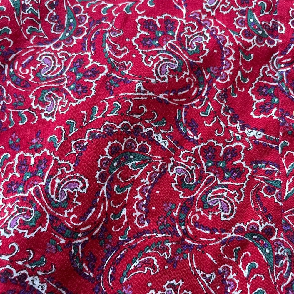 Western Holiday Paisley Button Down | Red Western Shirt | Vintage RL Christmas - Picture 2 of 6